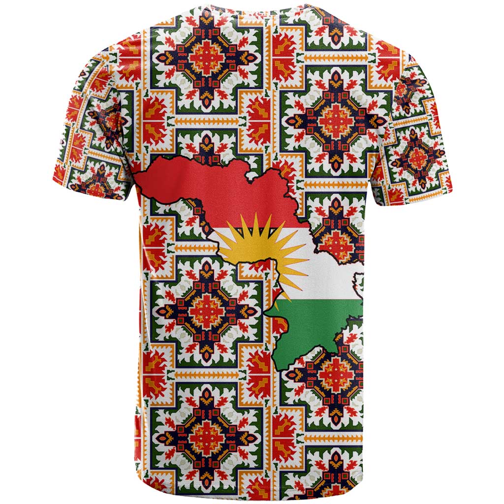 Iraq Kurdistan Region T Shirt Traditional Pattern Yellow Red Green - Wonder Print Shop