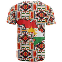 Iraq Kurdistan Region T Shirt Traditional Pattern Yellow Red Green - Wonder Print Shop