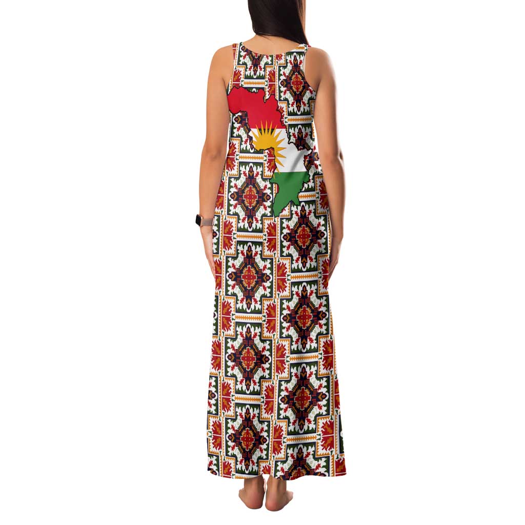 Iraq Kurdistan Region Tank Maxi Dress Traditional Pattern Yellow Red Green - Wonder Print Shop