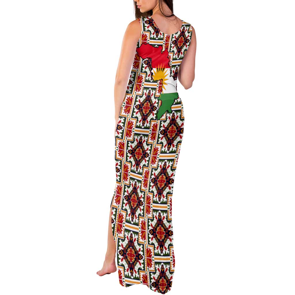 Iraq Kurdistan Region Tank Maxi Dress Traditional Pattern Yellow Red Green - Wonder Print Shop