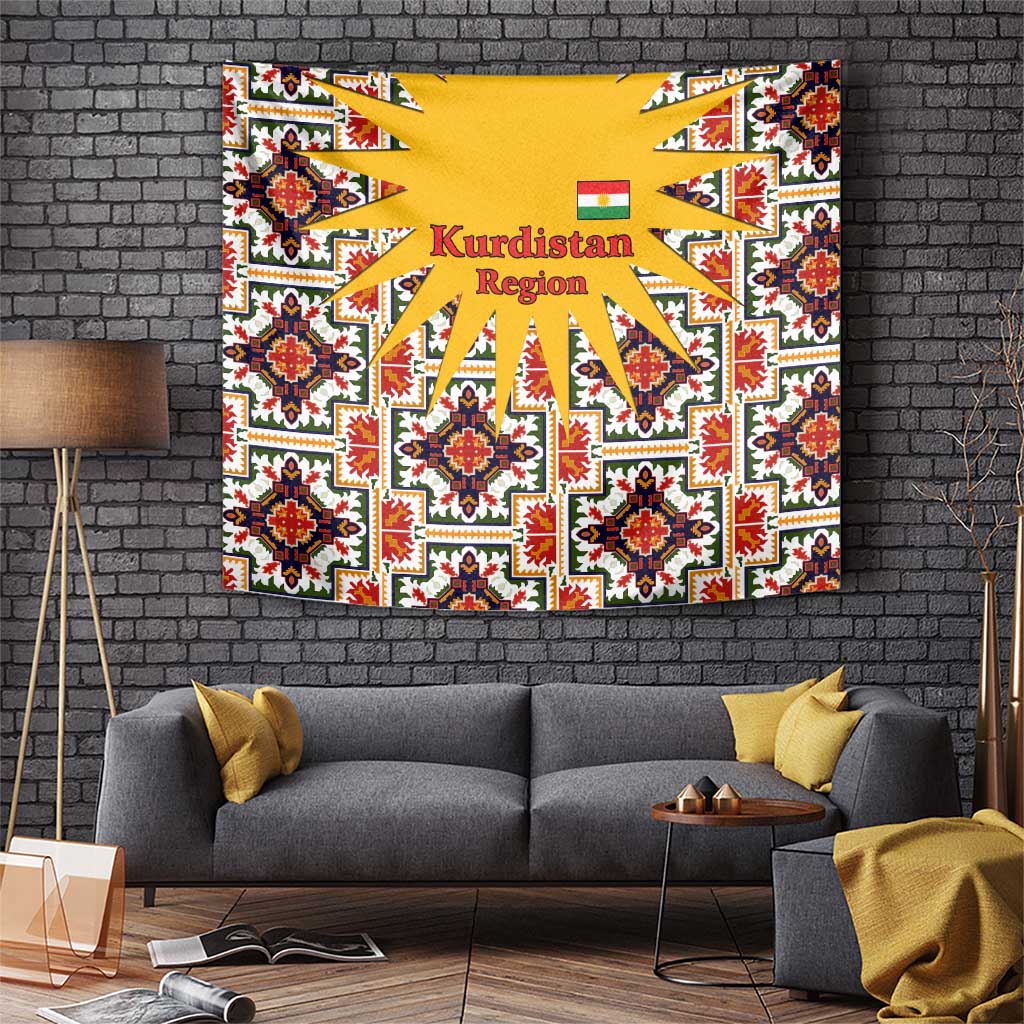 Iraq Kurdistan Region Tapestry Traditional Pattern Yellow Red Green - Wonder Print Shop