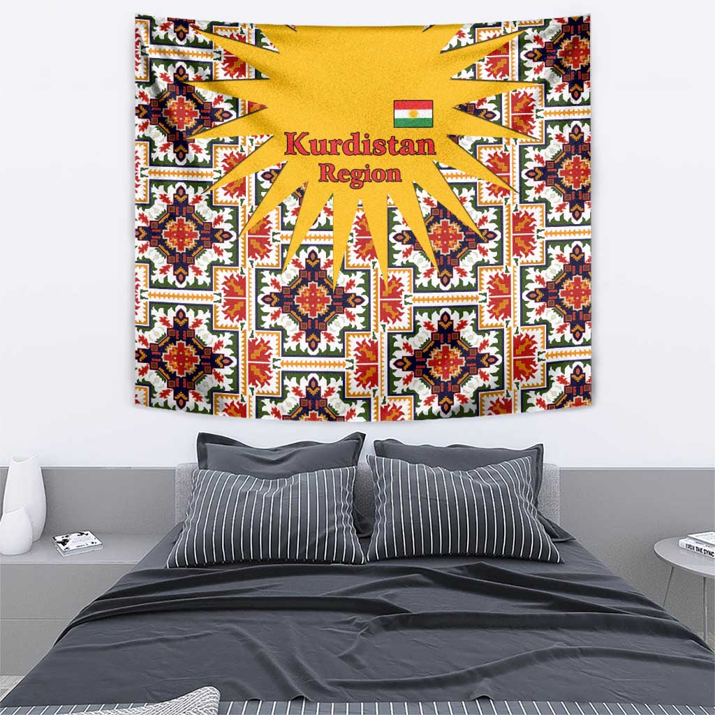 Iraq Kurdistan Region Tapestry Traditional Pattern Yellow Red Green - Wonder Print Shop