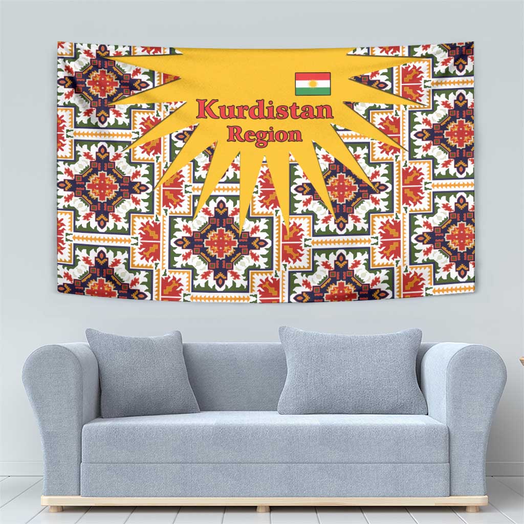 Iraq Kurdistan Region Tapestry Traditional Pattern Yellow Red Green - Wonder Print Shop