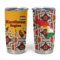 Iraq Kurdistan Region Tumbler Cup Traditional Pattern Yellow Red Green - Wonder Print Shop