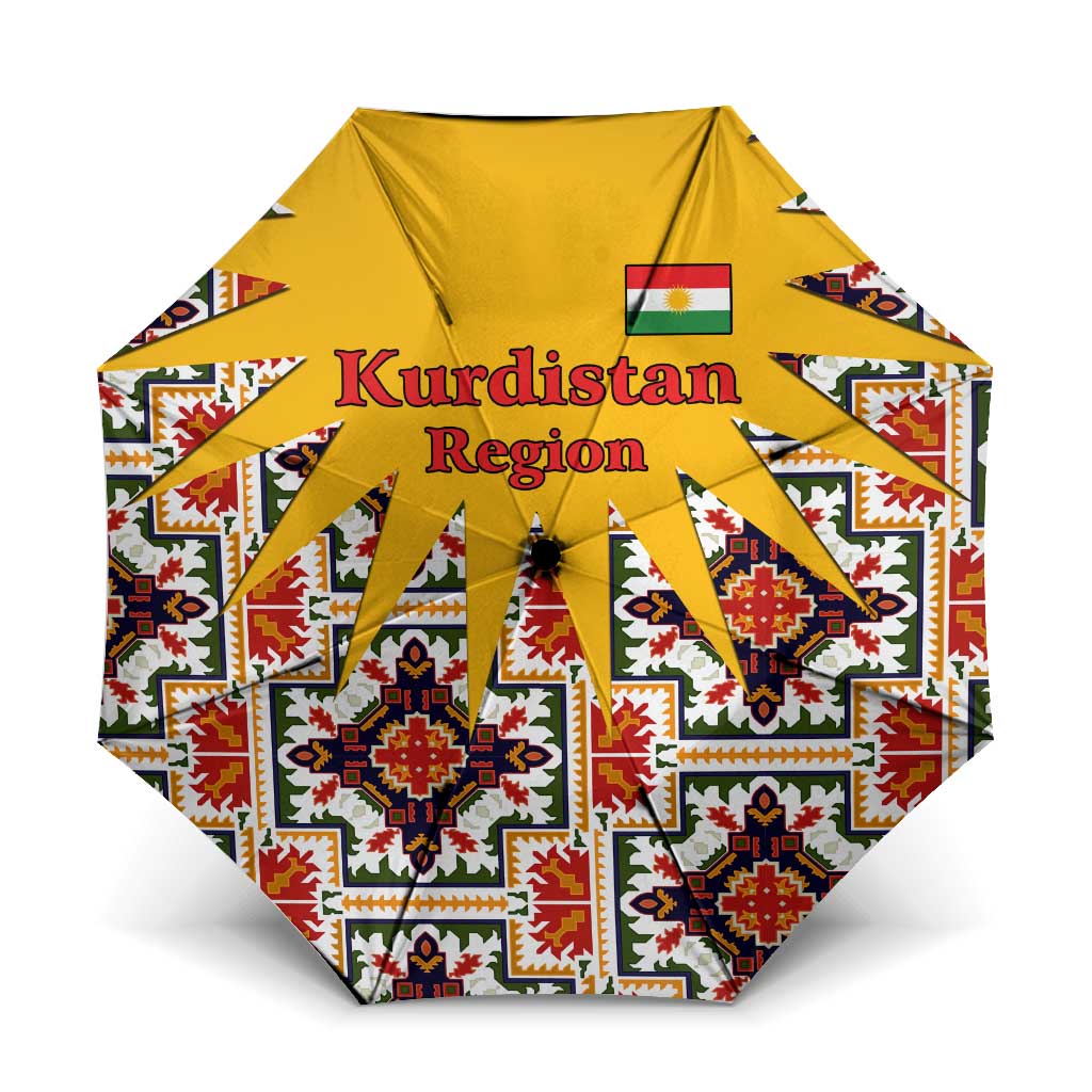 Iraq Kurdistan Region Umbrella Traditional Pattern Yellow Red Green - Wonder Print Shop
