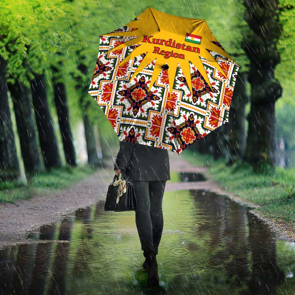 Iraq Kurdistan Region Umbrella Traditional Pattern Yellow Red Green - Wonder Print Shop