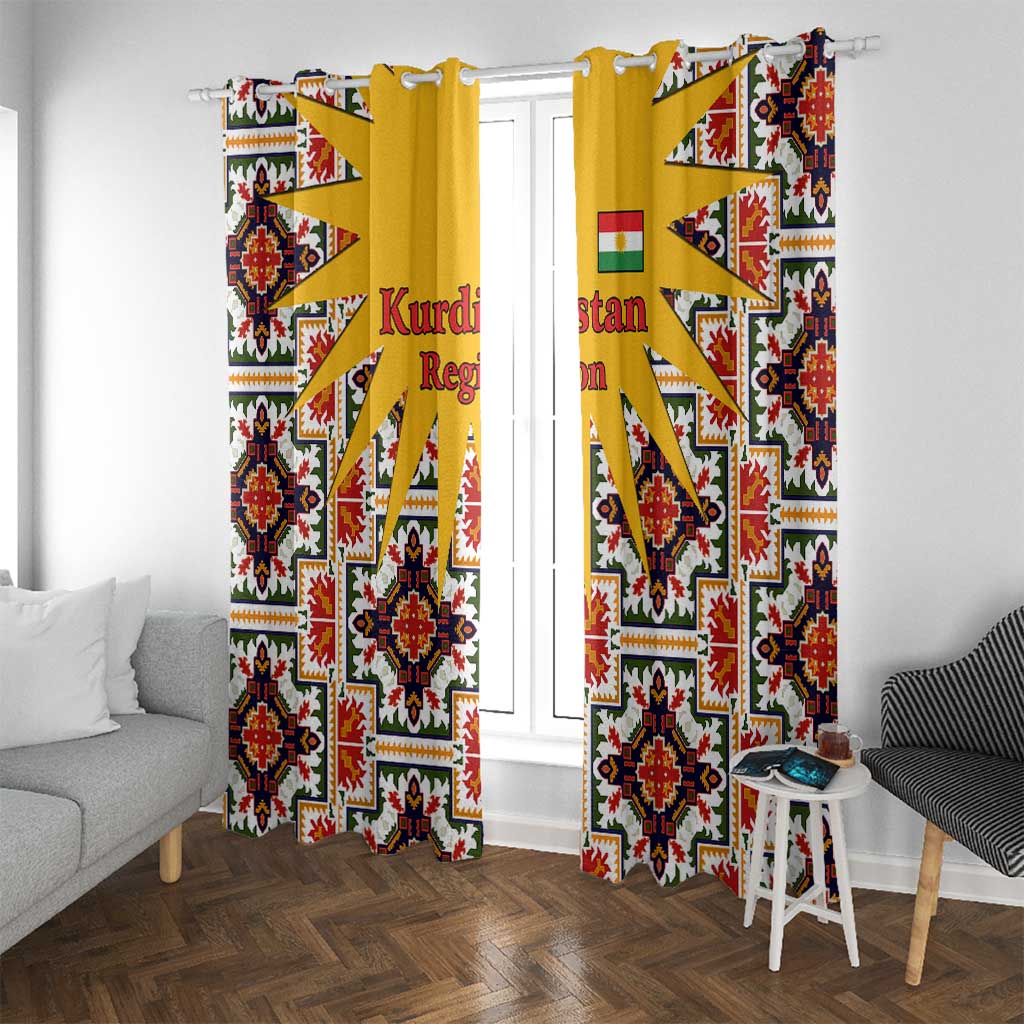 Iraq Kurdistan Region Window Curtain Traditional Pattern Yellow Red Green - Wonder Print Shop