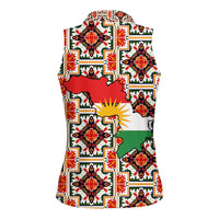 Iraq Kurdistan Region Women Sleeveless Polo Shirt Traditional Pattern Yellow Red Green - Wonder Print Shop