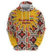 Iraq Kurdistan Region Zip Hoodie Traditional Pattern Yellow Red Green - Wonder Print Shop