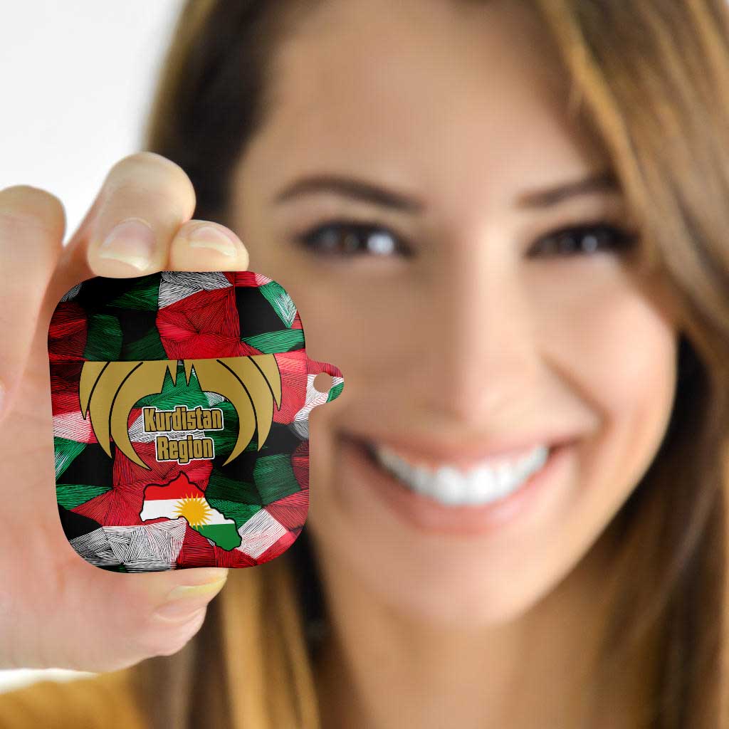 Kurdistan Region Iraq AirPods Case Eagle Emblem Red Green Black - Wonder Print Shop