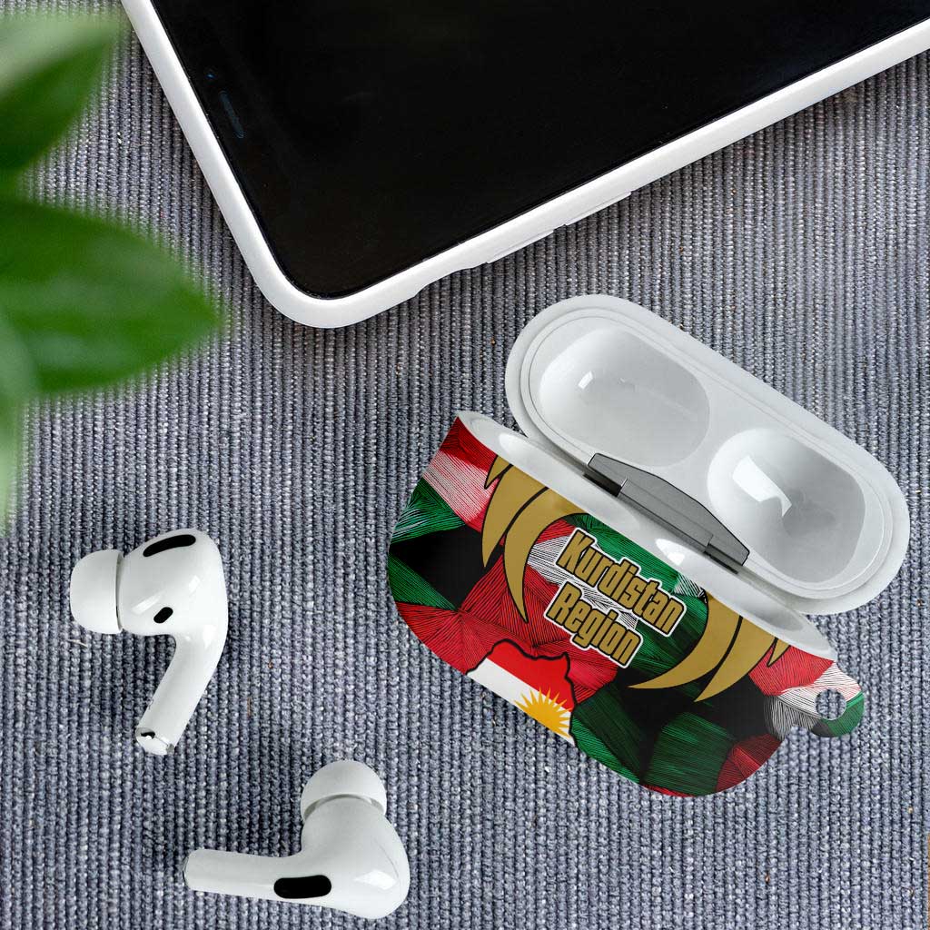 Kurdistan Region Iraq AirPods Case Eagle Emblem Red Green Black - Wonder Print Shop