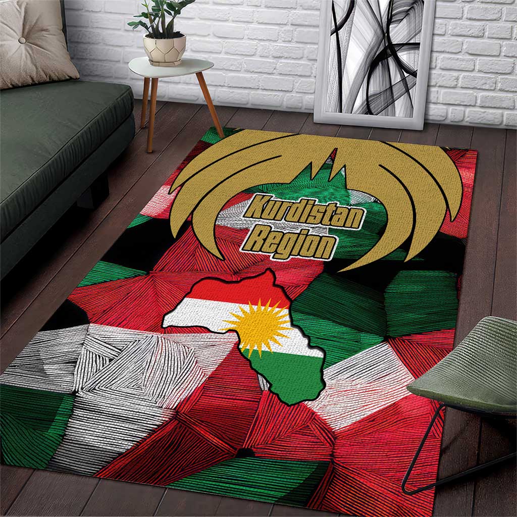 Kurdistan Region Iraq Area Rug Eagle Emblem Red Green Black - Wonder Print Shop
