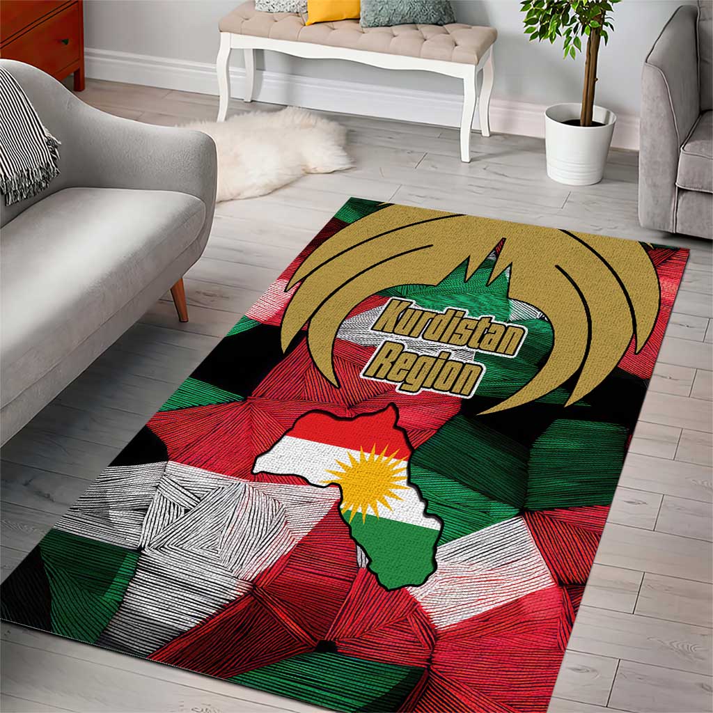 Kurdistan Region Iraq Area Rug Eagle Emblem Red Green Black - Wonder Print Shop