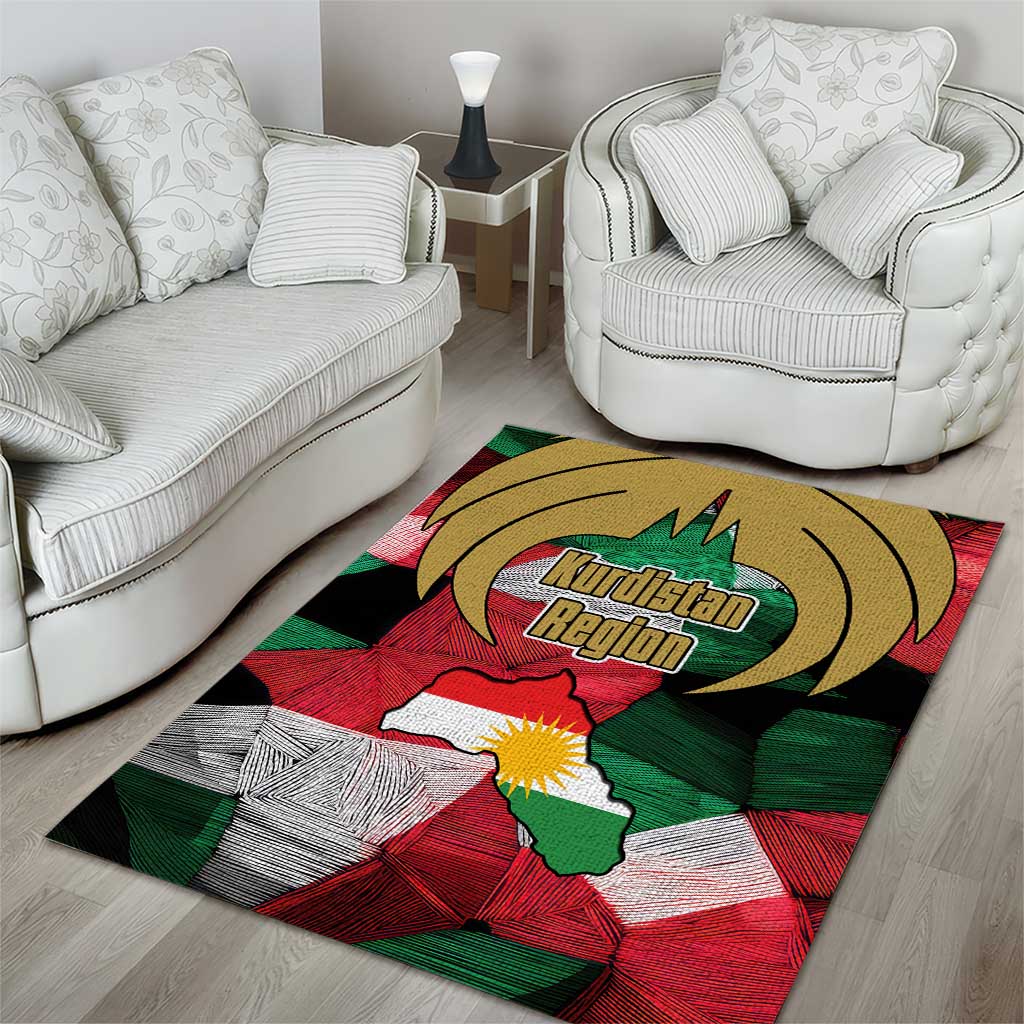 Kurdistan Region Iraq Area Rug Eagle Emblem Red Green Black - Wonder Print Shop