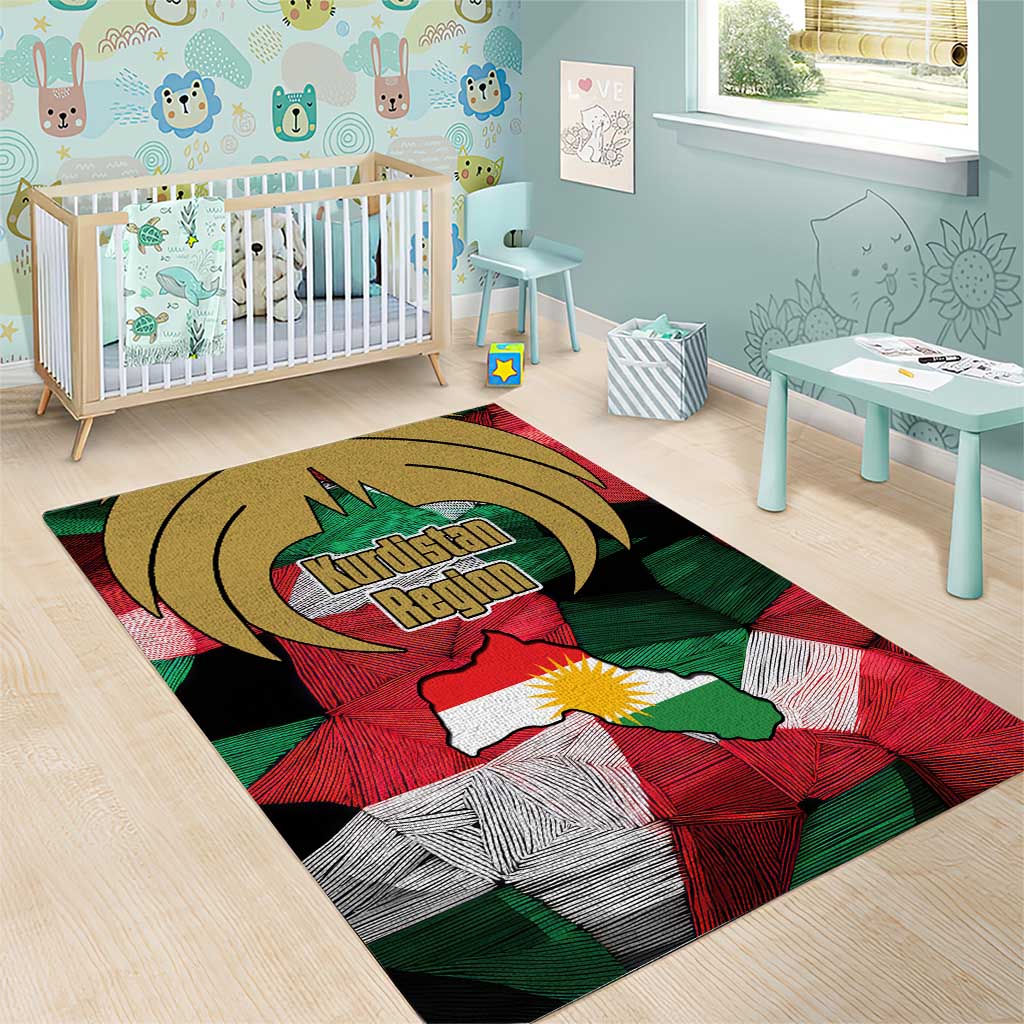 Kurdistan Region Iraq Area Rug Eagle Emblem Red Green Black - Wonder Print Shop