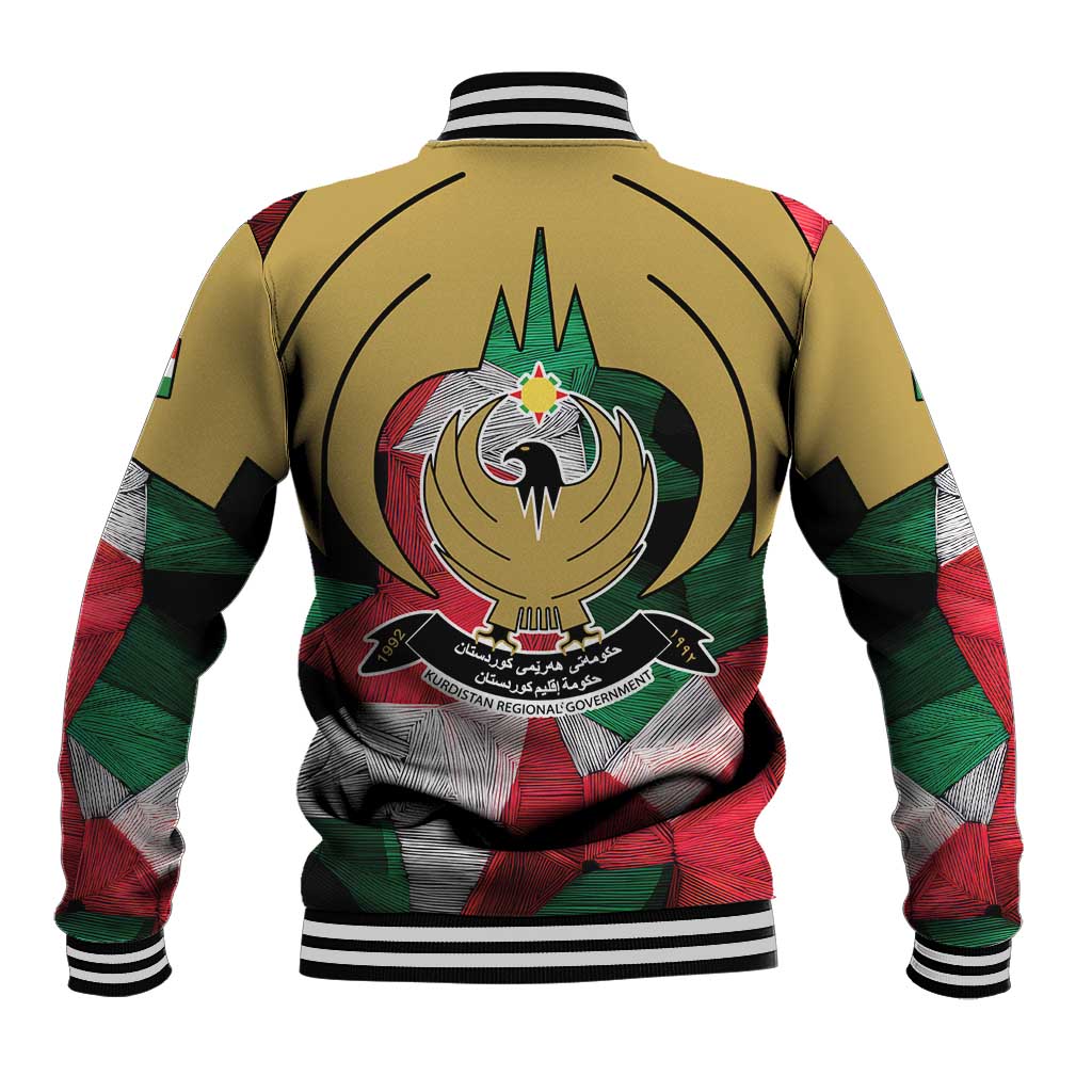Kurdistan Region Iraq Baseball Jacket Eagle Emblem Red Green Black - Wonder Print Shop