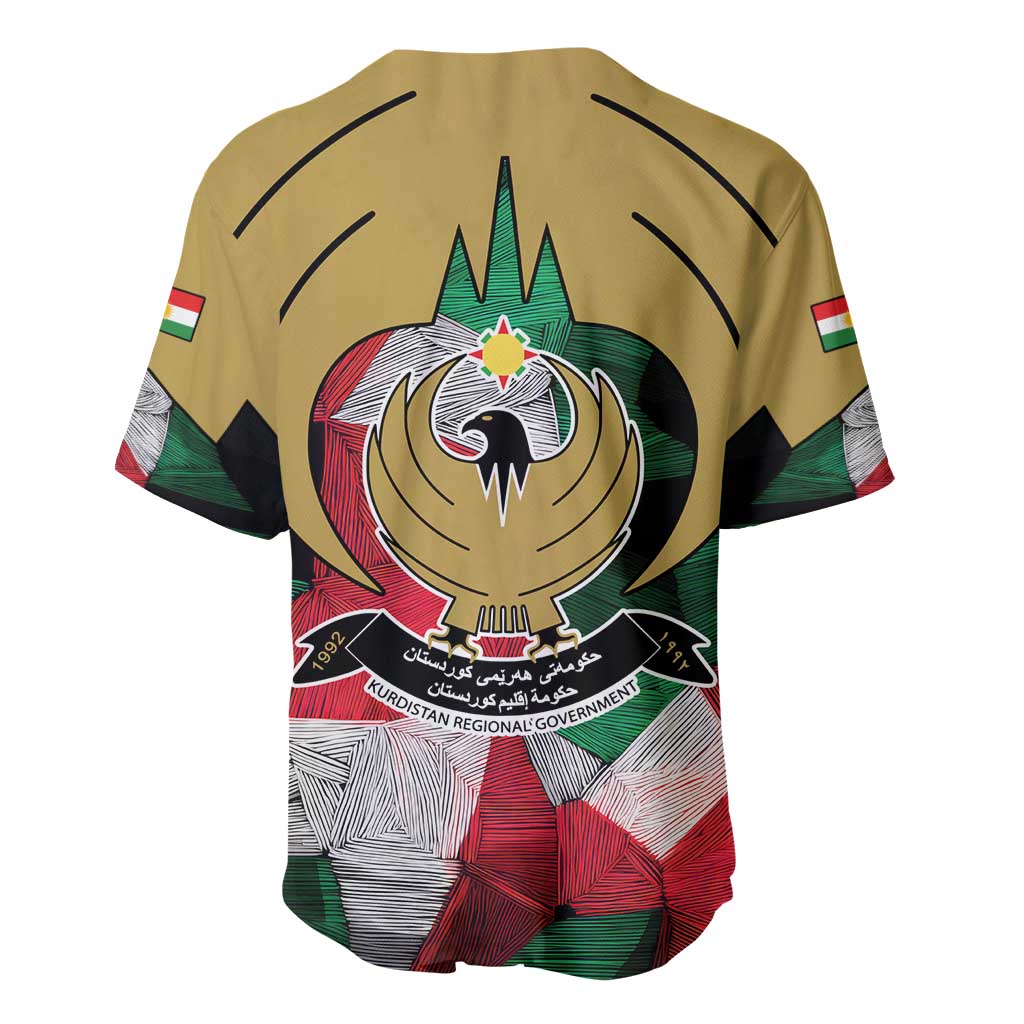 Kurdistan Region Iraq Baseball Jersey Eagle Emblem Red Green Black - Wonder Print Shop