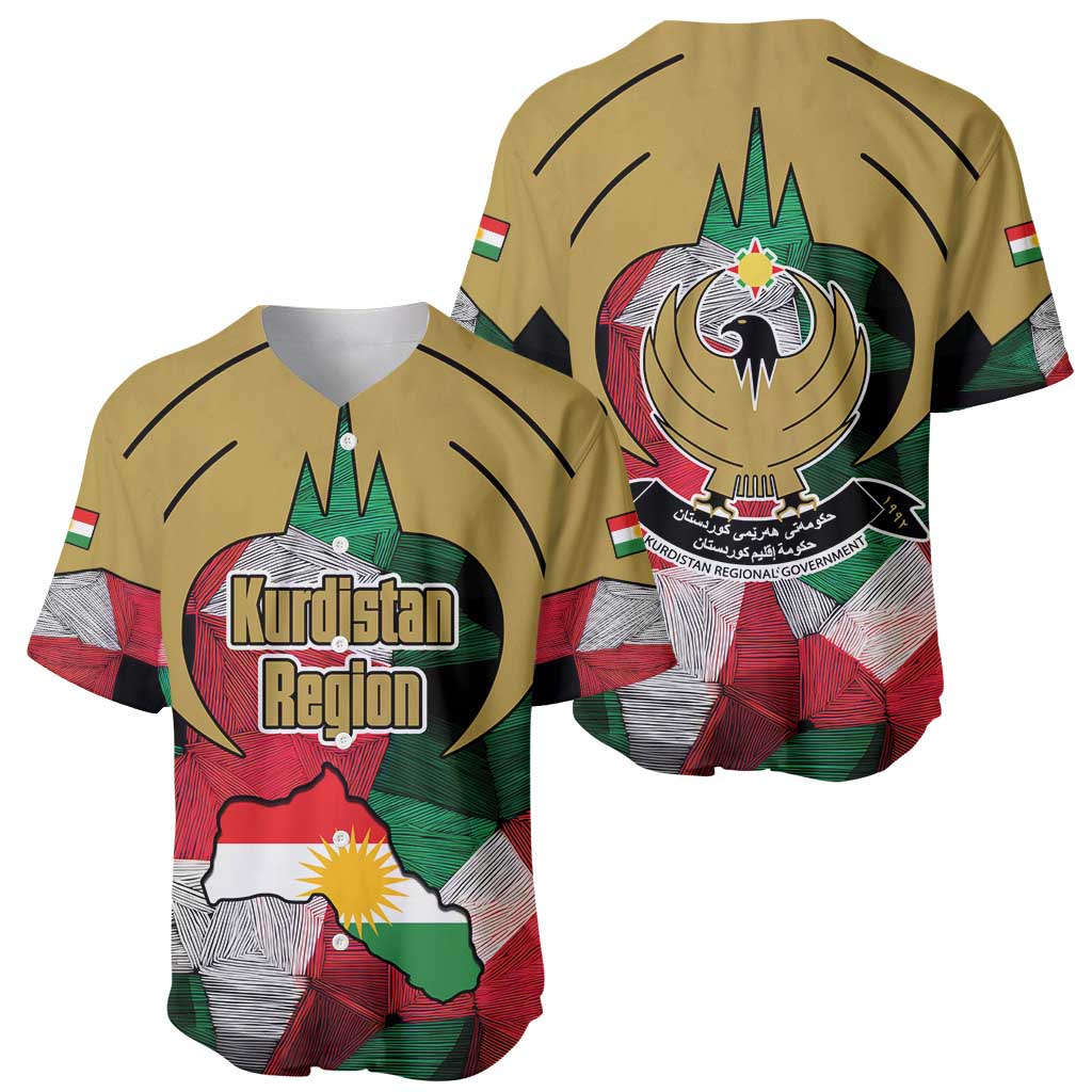 Kurdistan Region Iraq Baseball Jersey Eagle Emblem Red Green Black - Wonder Print Shop