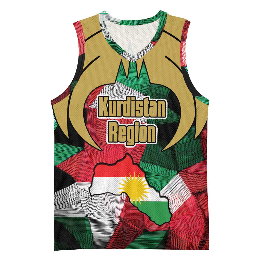 Kurdistan Region Iraq Basketball Jersey Eagle Emblem Red Green Black - Wonder Print Shop