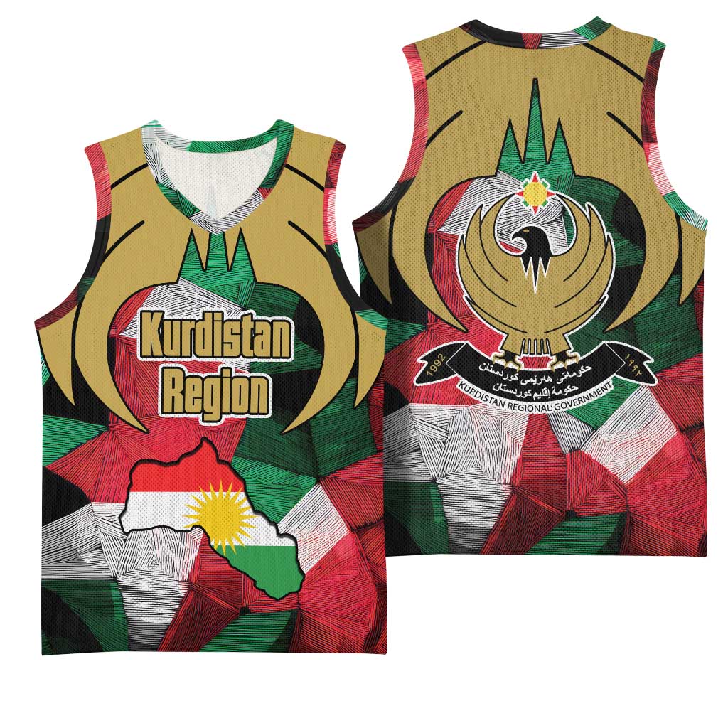 Kurdistan Region Iraq Basketball Jersey Eagle Emblem Red Green Black - Wonder Print Shop