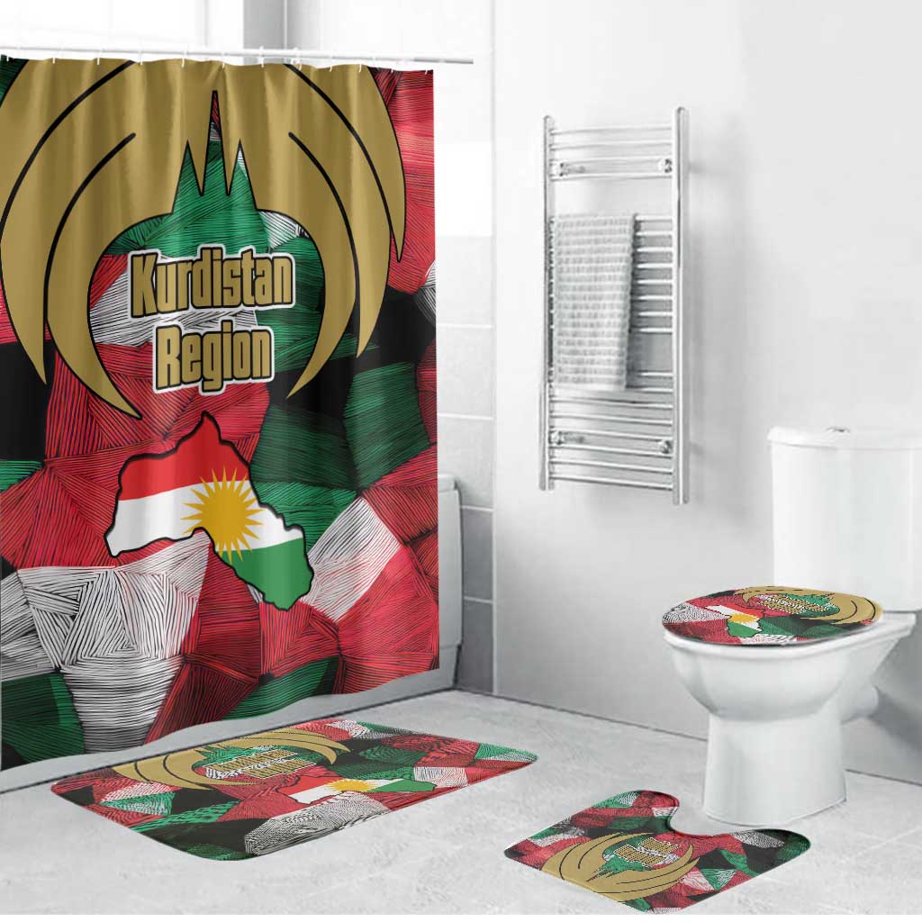 Kurdistan Region Iraq Bathroom Set Eagle Emblem Red Green Black - Wonder Print Shop