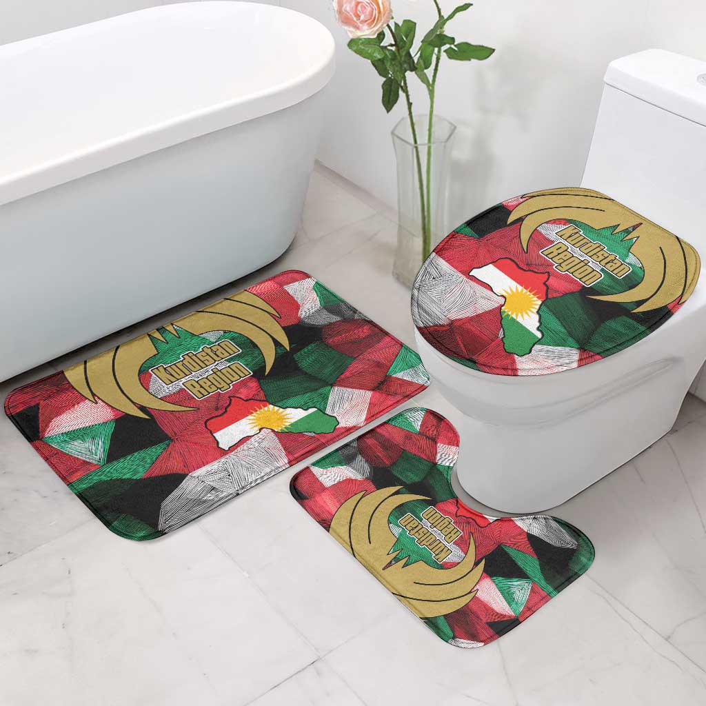 Kurdistan Region Iraq Bathroom Set Eagle Emblem Red Green Black - Wonder Print Shop