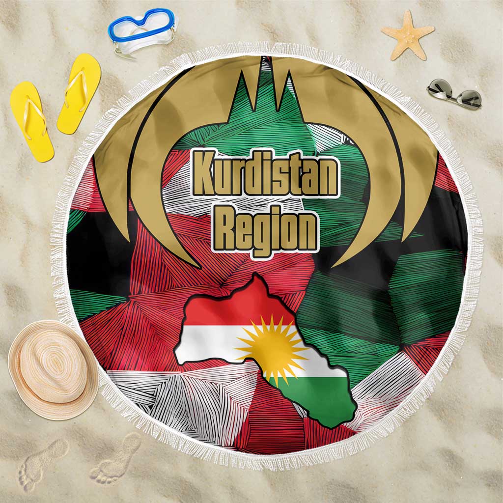 Kurdistan Region Iraq Beach Blanket Eagle Emblem Red Green Black - Wonder Print Shop