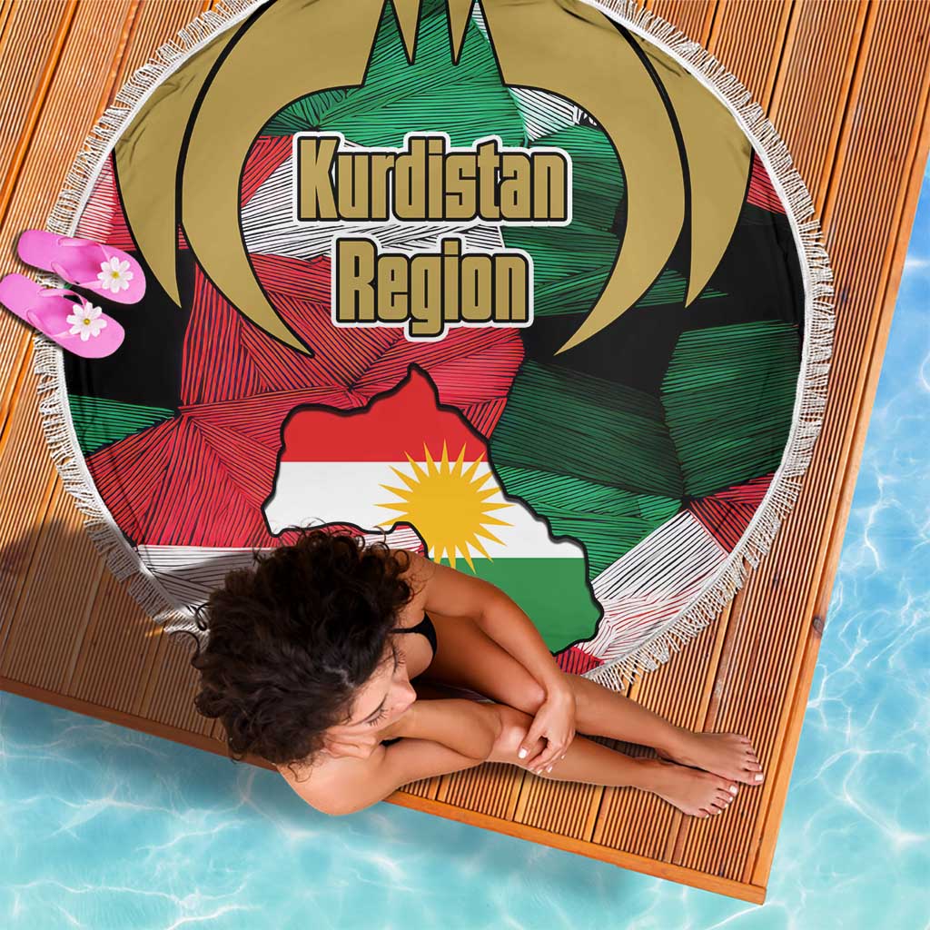 Kurdistan Region Iraq Beach Blanket Eagle Emblem Red Green Black - Wonder Print Shop