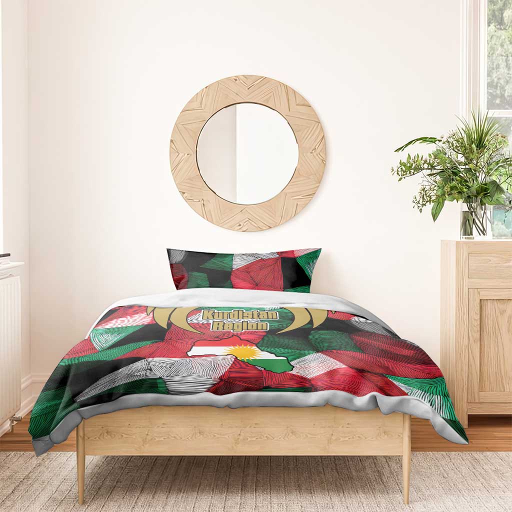 Kurdistan Region Iraq Bedding Set Eagle Emblem Red Green Black - Wonder Print Shop