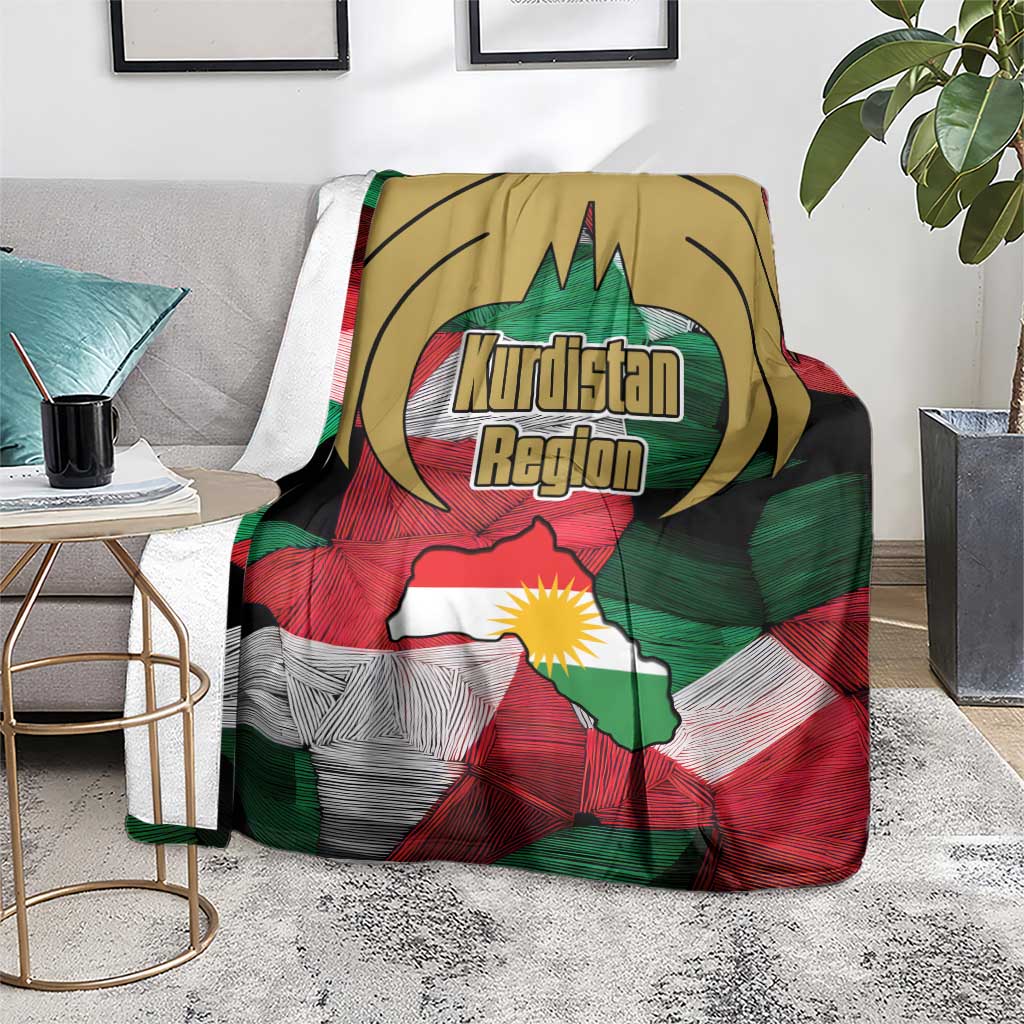 Kurdistan Region Iraq Blanket Eagle Emblem Red Green Black - Wonder Print Shop