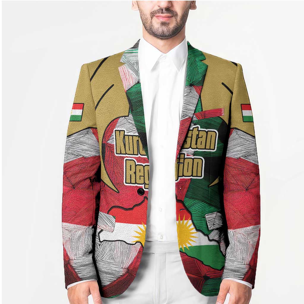 Kurdistan Region Iraq Blazer Eagle Emblem Red Green Black - Wonder Print Shop