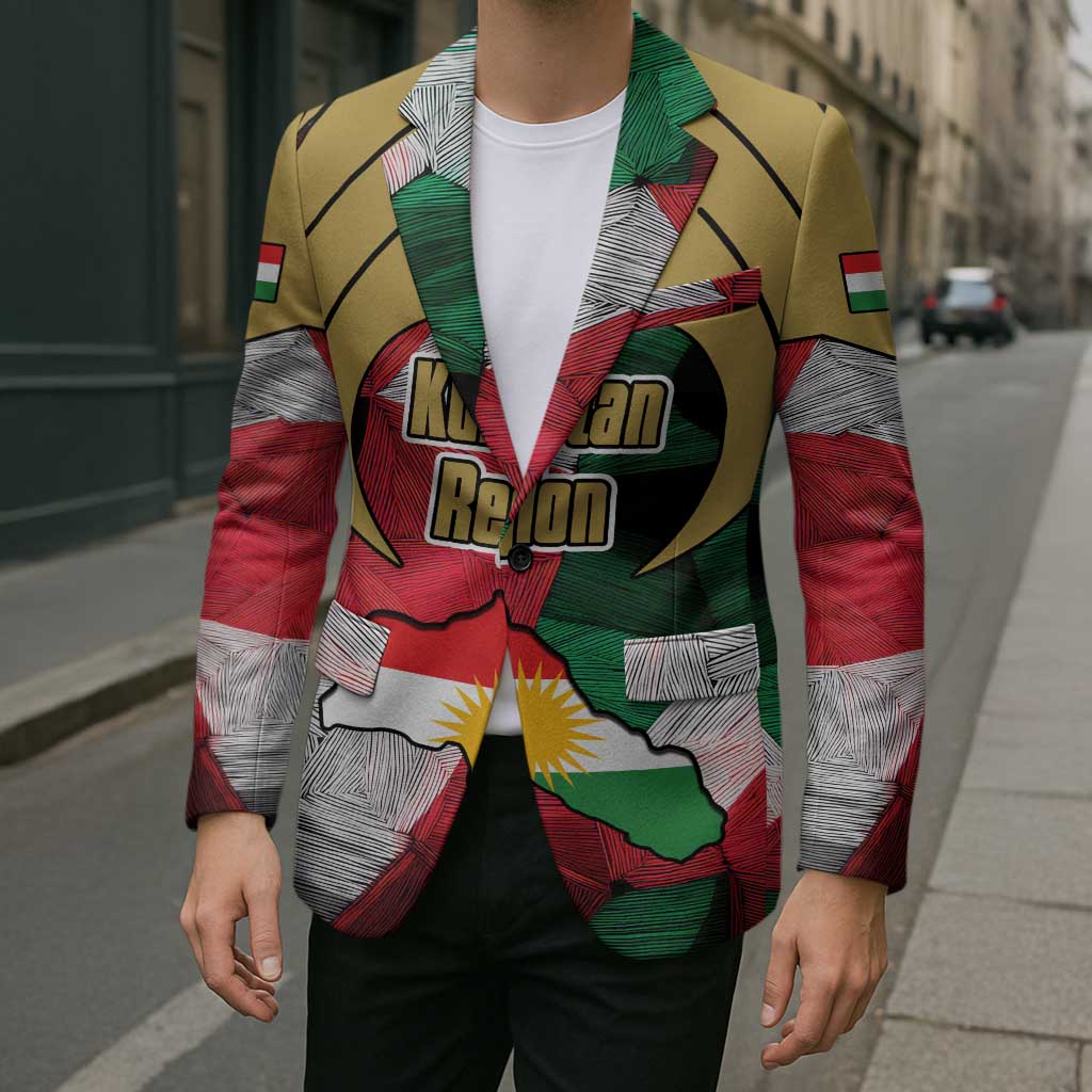 Kurdistan Region Iraq Blazer Eagle Emblem Red Green Black - Wonder Print Shop