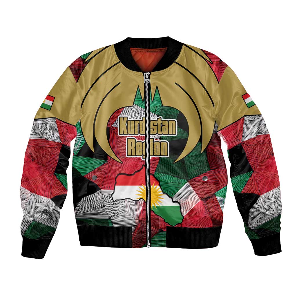 Kurdistan Region Iraq Bomber Jacket Eagle Emblem Red Green Black - Wonder Print Shop
