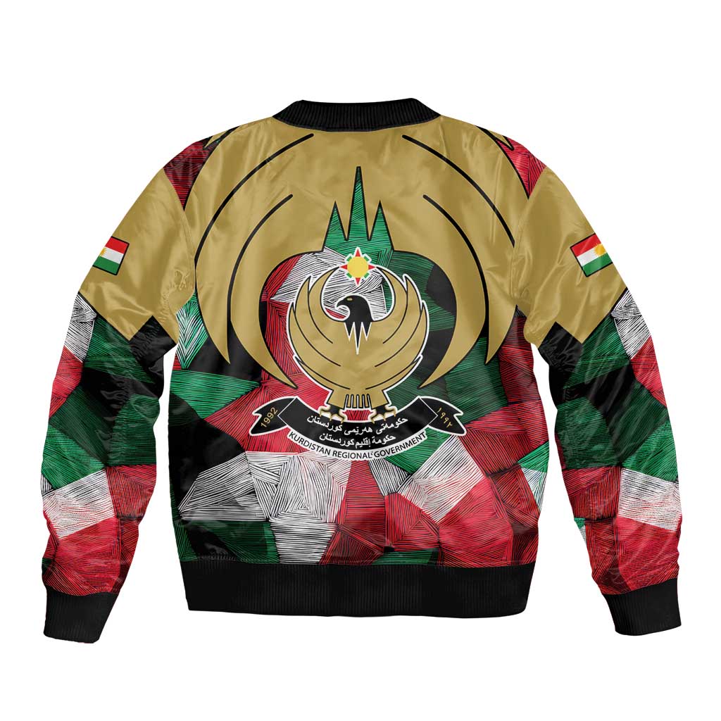Kurdistan Region Iraq Bomber Jacket Eagle Emblem Red Green Black - Wonder Print Shop