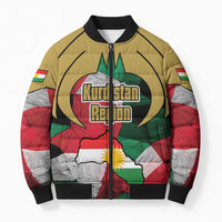 Kurdistan Region Iraq Bomber Puffer Jacket Eagle Emblem Red Green Black - Wonder Print Shop