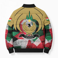 Kurdistan Region Iraq Bomber Puffer Jacket Eagle Emblem Red Green Black - Wonder Print Shop