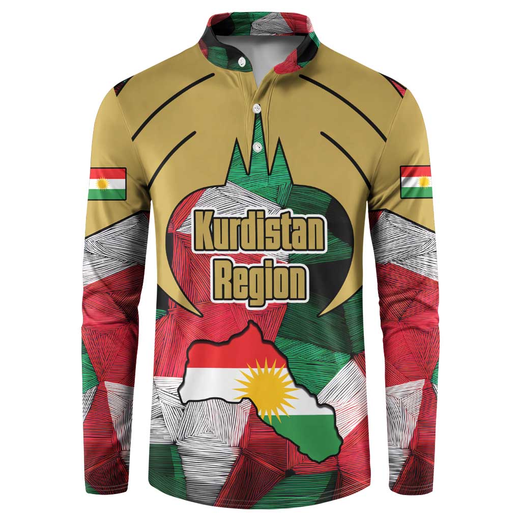 Kurdistan Region Iraq Button Sweatshirt Eagle Emblem Red Green Black - Wonder Print Shop