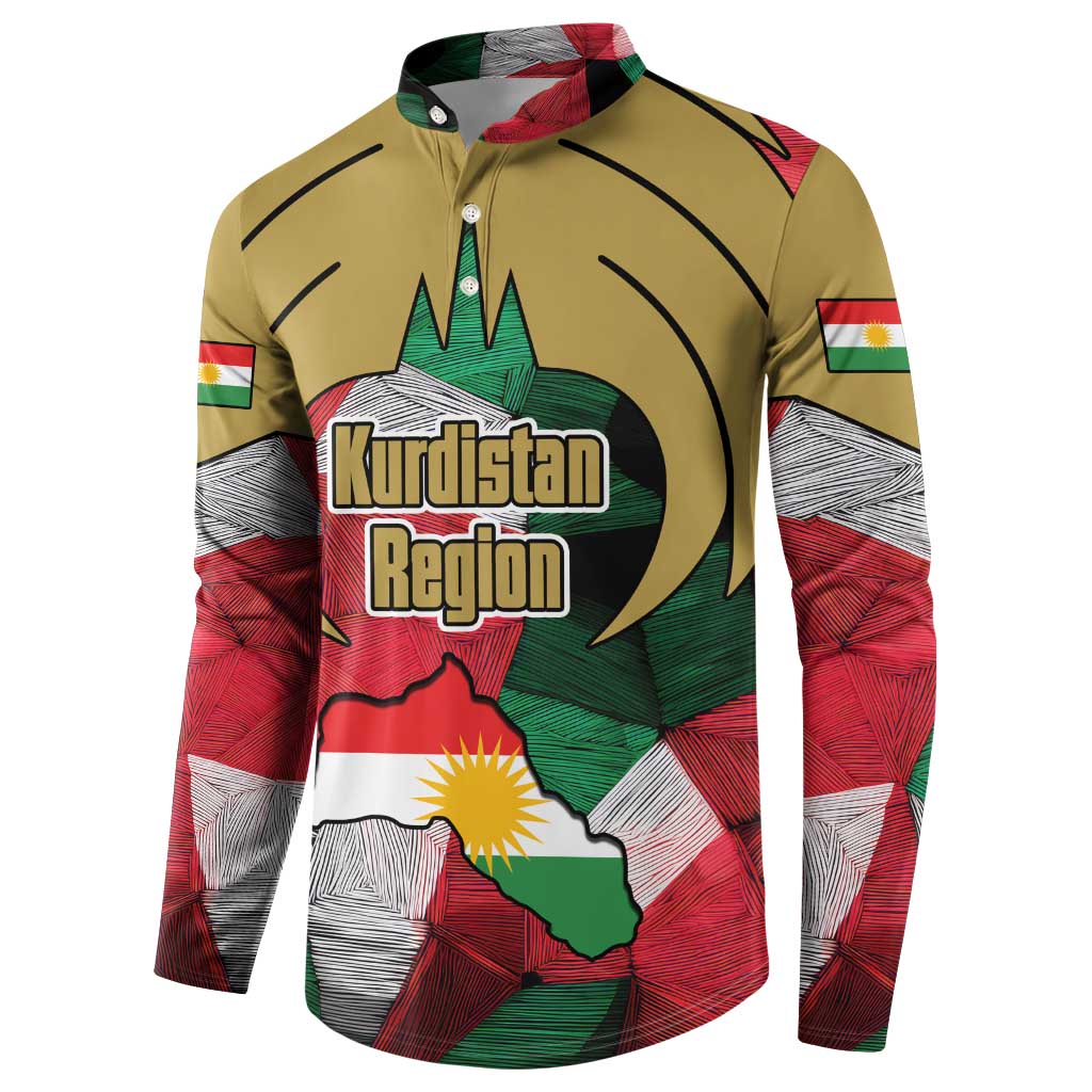 Kurdistan Region Iraq Button Sweatshirt Eagle Emblem Red Green Black - Wonder Print Shop