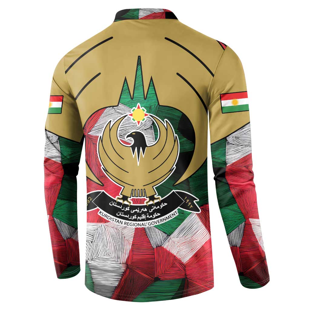 Kurdistan Region Iraq Button Sweatshirt Eagle Emblem Red Green Black - Wonder Print Shop