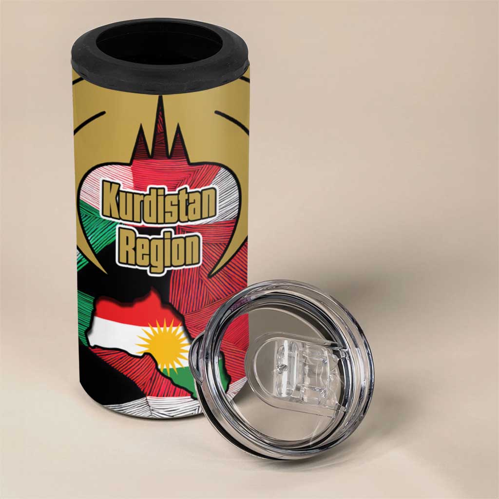 Kurdistan Region Iraq 4 in 1 Can Cooler Tumbler Eagle Emblem Red Green Black - Wonder Print Shop