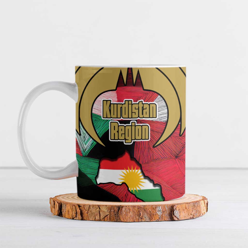 Kurdistan Region Iraq Ceramic Mug Eagle Emblem Red Green Black - Wonder Print Shop