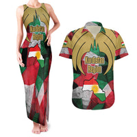 Kurdistan Region Iraq Couples Matching Tank Maxi Dress and Hawaiian Shirt Eagle Emblem Red Green Black - Wonder Print Shop