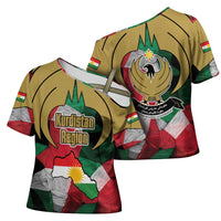 Kurdistan Region Iraq Cross Shoulder Shirt Eagle Emblem Red Green Black - Wonder Print Shop