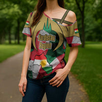 Kurdistan Region Iraq Cross Shoulder Shirt Eagle Emblem Red Green Black - Wonder Print Shop