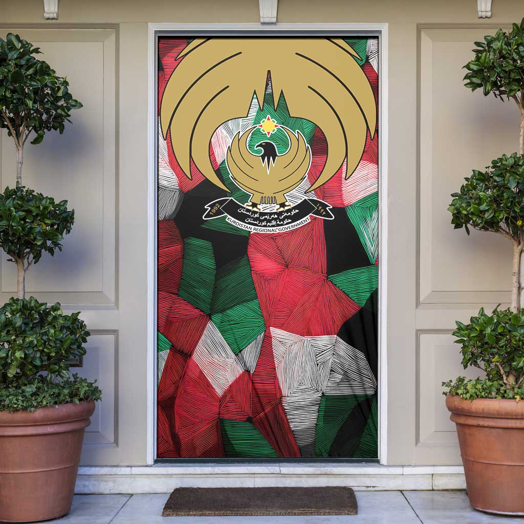 Kurdistan Region Iraq Door Cover Eagle Emblem Red Green Black - Wonder Print Shop