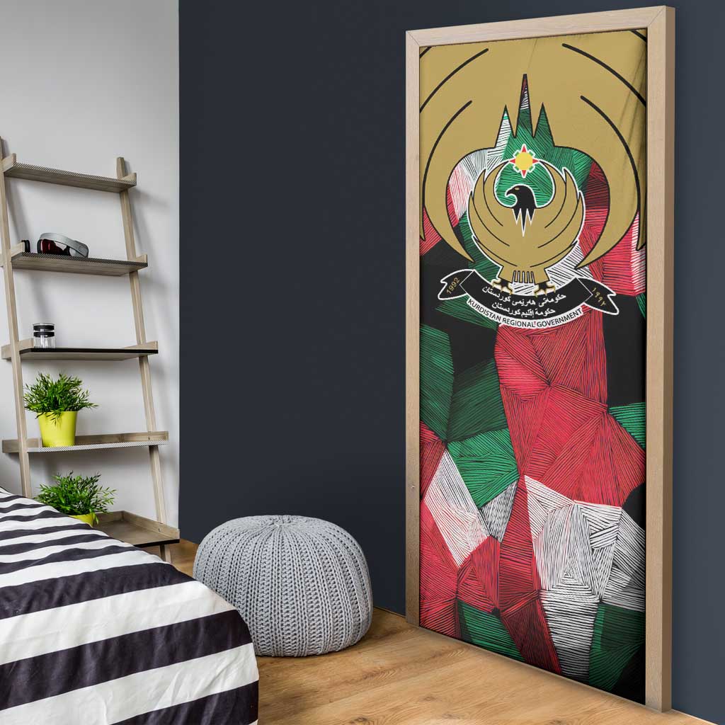 Kurdistan Region Iraq Door Cover Eagle Emblem Red Green Black - Wonder Print Shop