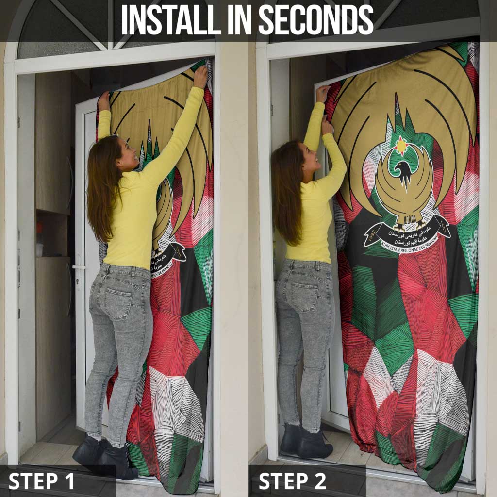 Kurdistan Region Iraq Door Cover Eagle Emblem Red Green Black - Wonder Print Shop