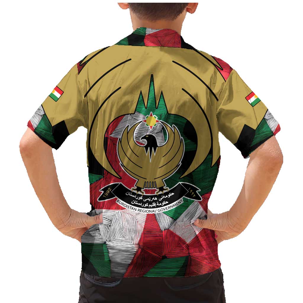 Kurdistan Region Iraq Family Matching Mermaid Dress and Hawaiian Shirt Eagle Emblem Red Green Black - Wonder Print Shop