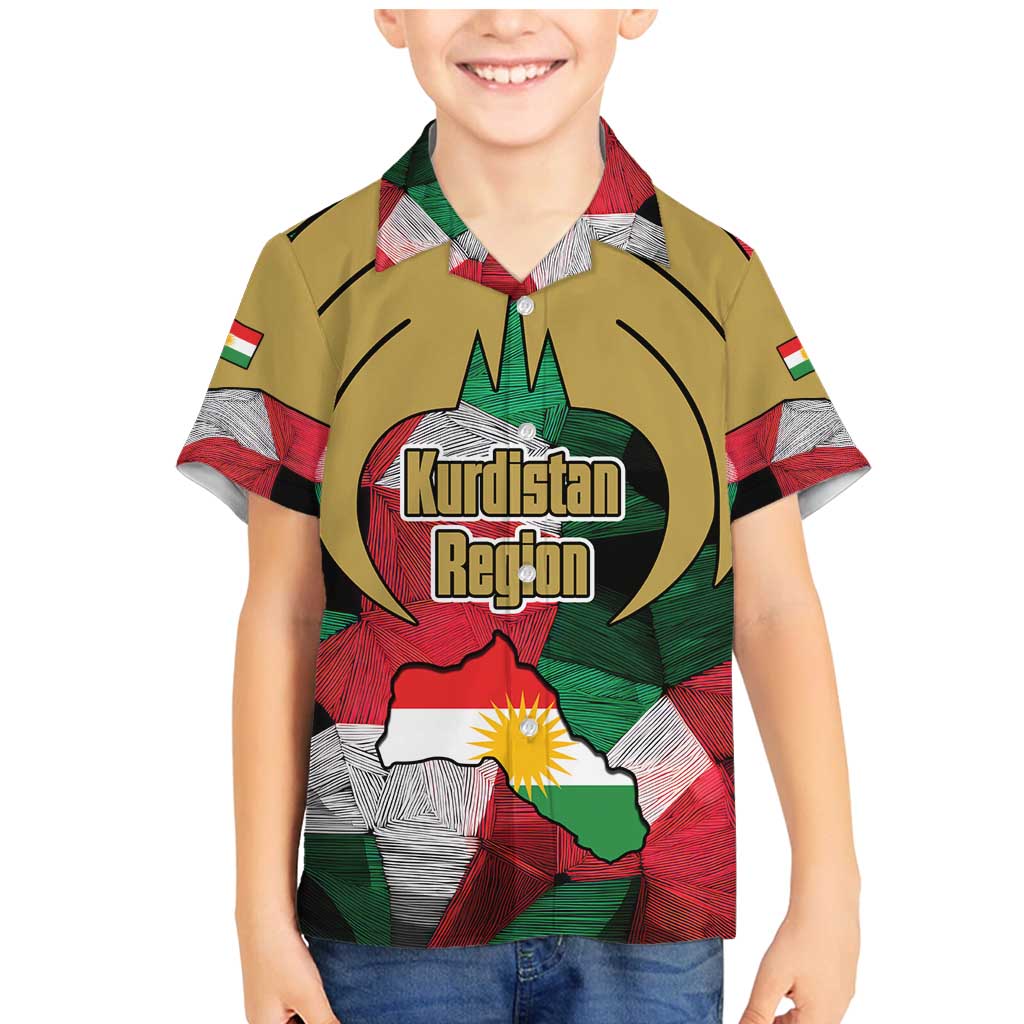 Kurdistan Region Iraq Family Matching Mermaid Dress and Hawaiian Shirt Eagle Emblem Red Green Black - Wonder Print Shop