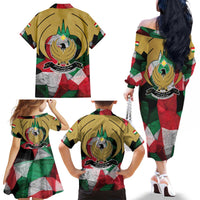 Kurdistan Region Iraq Family Matching Off The Shoulder Long Sleeve Dress and Hawaiian Shirt Eagle Emblem Red Green Black - Wonder Print Shop